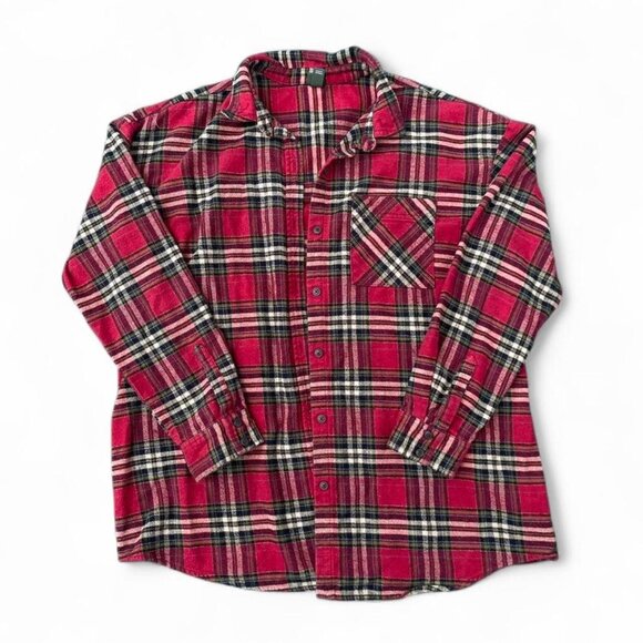 wild fable Tops - Wild Fable Dark Red Plaid Flannel Shacket Size XL Holiday Christmas Winter Cold